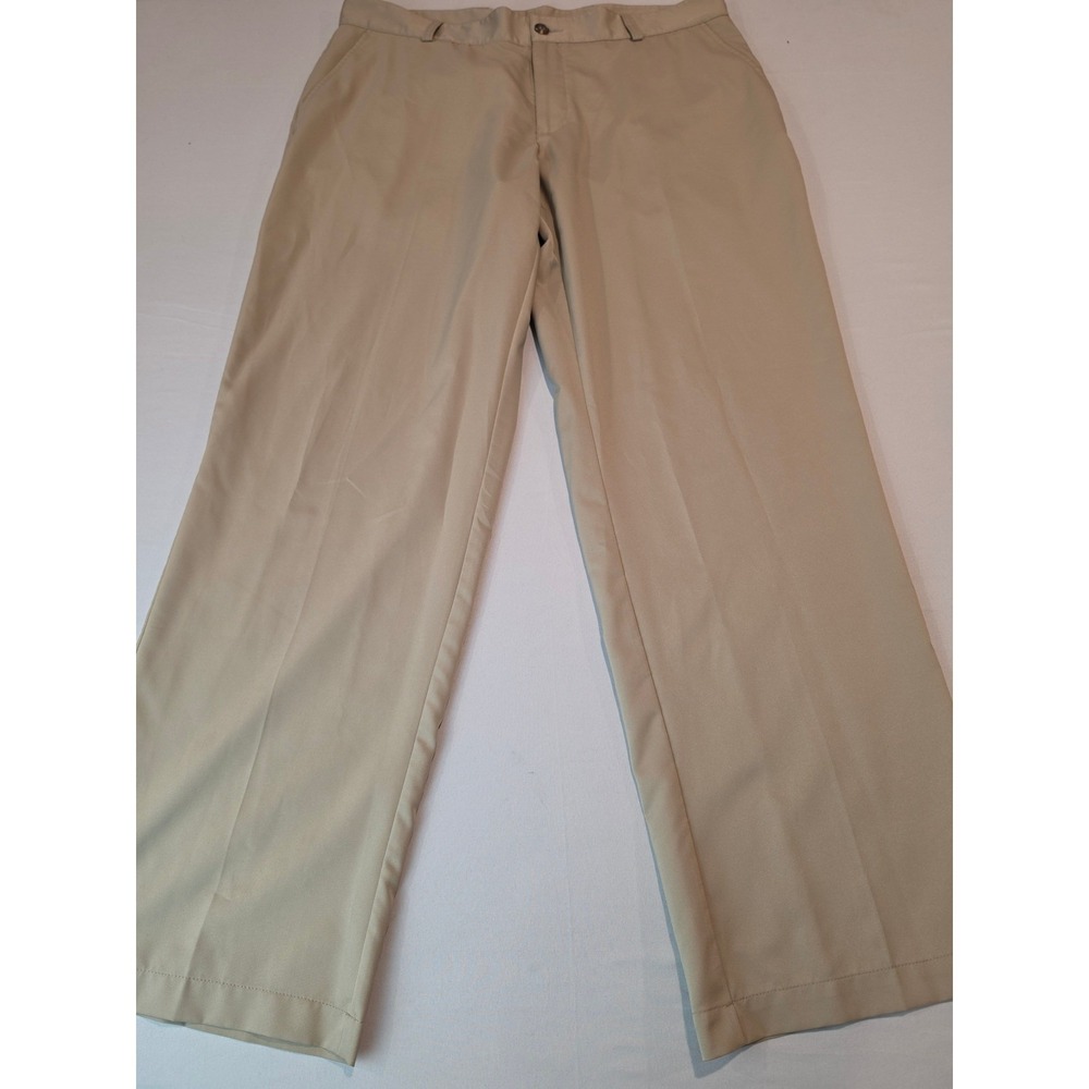 Adidas Climalite Mens Golf Pants Tan Khaki Flat Front Performance 36x32 0760